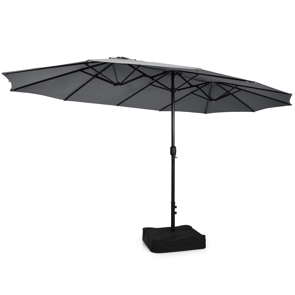 10 Piece Outdoor Dining Set with 15 Feet Double-Sided Twin Patio Umbrella