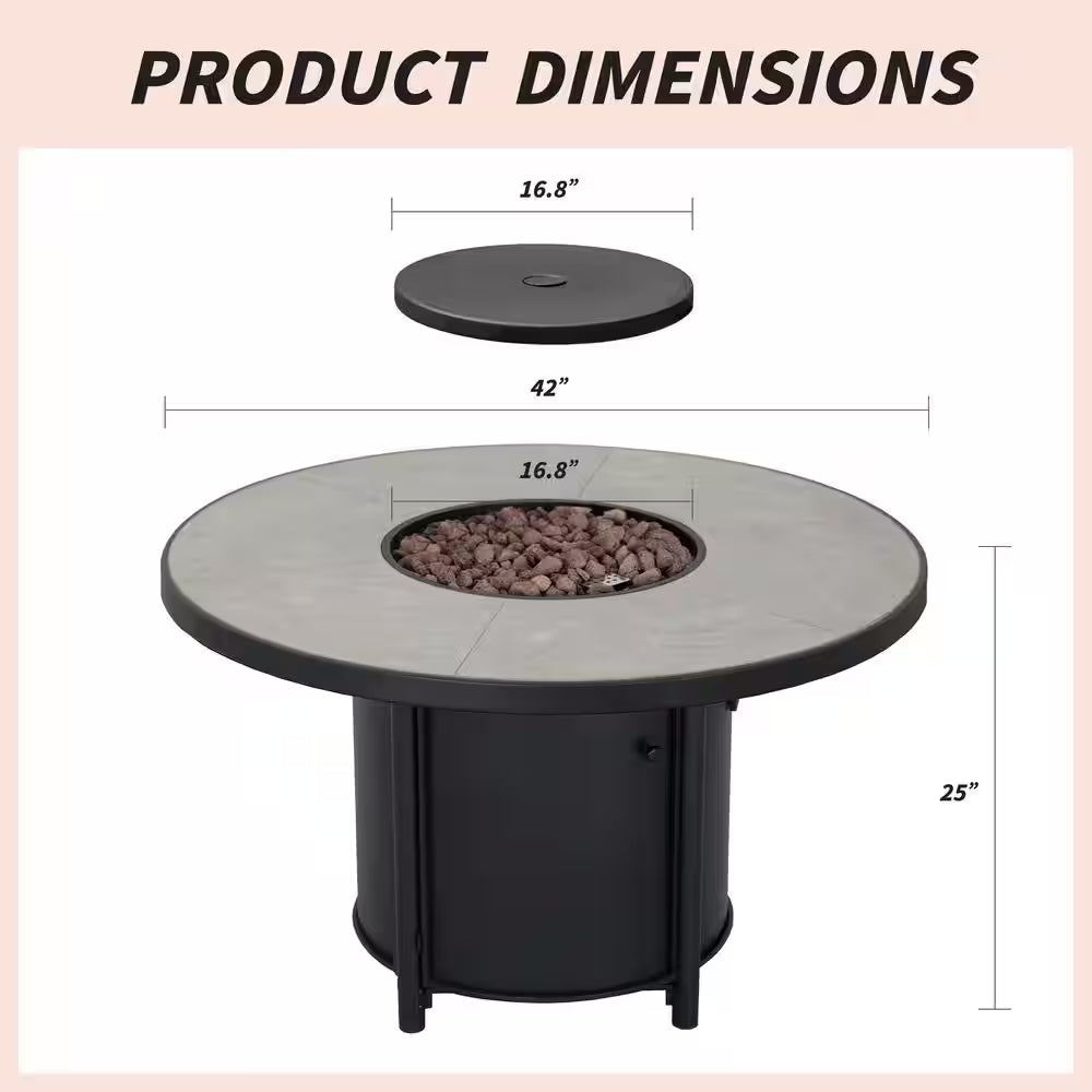 42 In. 50,000BTU Fire Pit Propane Gas Fire Pit Table round Tabletop