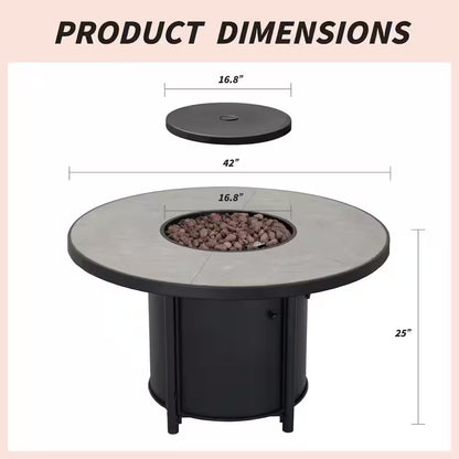 42 In. 50,000BTU Fire Pit Propane Gas Fire Pit Table round Tabletop