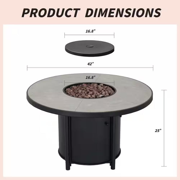 42 In. 50,000BTU Fire Pit Propane Gas Fire Pit Table round Tabletop