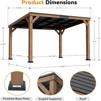 Modern Shade Wood Grill Gazebo 10' X 12' with Sloped Galvanized Steel Roof