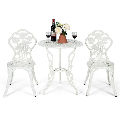 Outdoor Cast Aluminum Patio Furniture Set with Rose Design